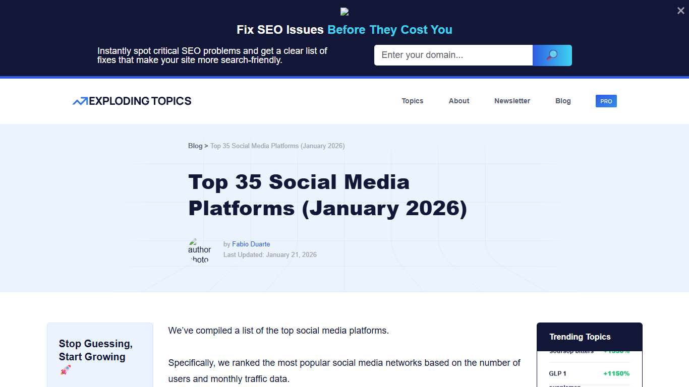 Top 35 Social Media Platforms (January 2026)